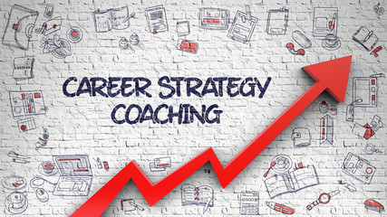 Career Strategy Coaching Drawn on White Wall.  - obrazy, fototapety, plakaty
