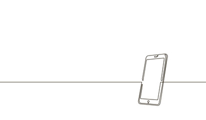Einzelnes Smartphone mit durchgehender Linie. Handy-Touchscreen-Gadget moderne Technologie Design eine Skizze Umrisszeichnung Vektor-Illustration