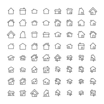 Simple set of home related outline icons. 