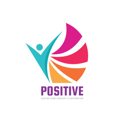 Positive - vector logo template concept illustration. Abstract human character silhouette. Vibrant color symbol. Design element. 