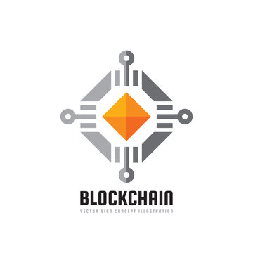 Blockchain - concept logo template vector illustration. Future technology creative sign. Digital cryptocurrency icon. Graphic design element. 