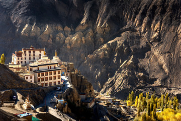 Lamayuru temple in Leh ladakh on the hill in mountain valley - obrazy, fototapety, plakaty