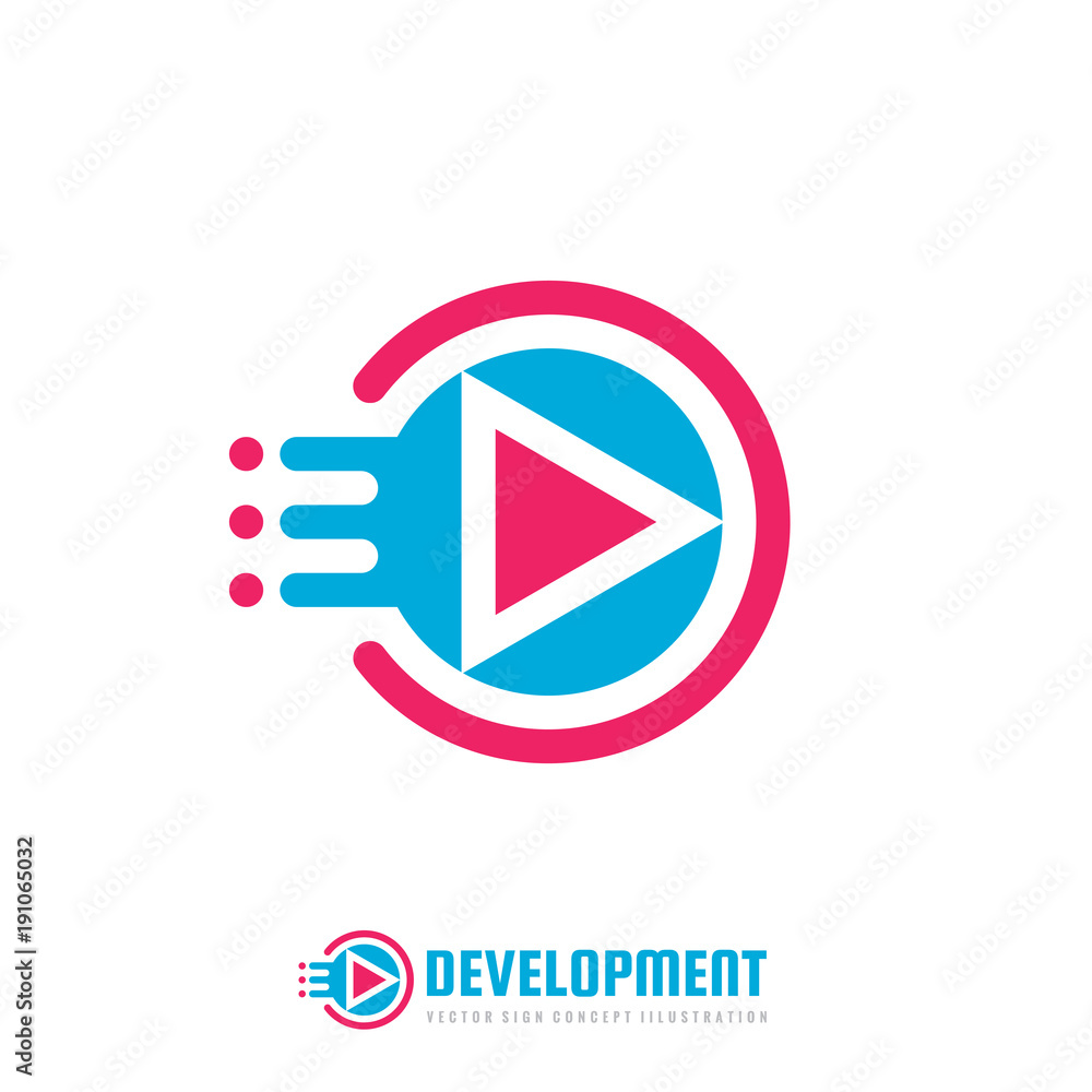 Poster development - vector logo template concept illustration. abstract arrow creative sign. media player 