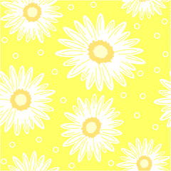 Seamless background with daisy flowers. Vector graphic illustration.