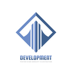 Abstract building construction - vector logo template concept illustration in line art style. Stripes in hexagon shape. Real estate icon. Design element. 