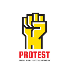 Protest - logo template vector illustration. Abstract human hand creative sign. Revolution concept symbol. Against line icon. Graphic design element. 
