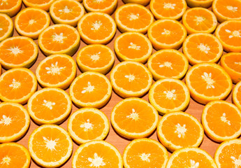 Fresh half cut oranges