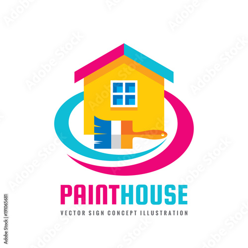 paint house concept logo template vector illustration in flat