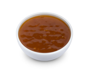 Sweet and sour sauce isolated on white background