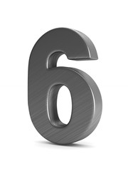 Number six on white background. Isolated 3D illustration