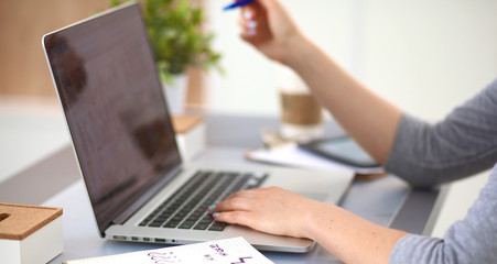 Young businesswoman working on a laptop