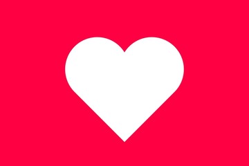 Banner white heart on red background, flat icon. Symbol of love, feelings, relationships. Vector illustration of a romantic element