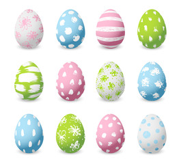 Set of color decorated Easter eggs