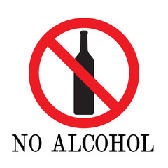  No drinking sign, No alcohol sign, isolated on white background, vector illustration.