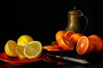 Still life with fruit and antique jug