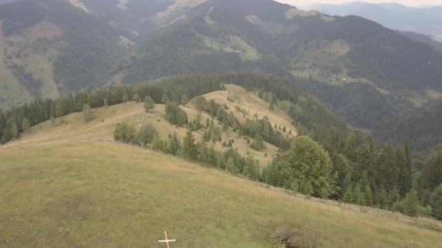 Panoramic view to summer carpathian mountains near by Dzembronya village, Ukraine