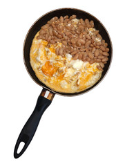 refried beans and scrambled eggs