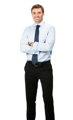 Smiling businessman, over white