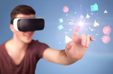 Man wearing virtual reality goggles