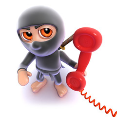 3d Funny cartoon ninja assassin answering a phone © Steve Young