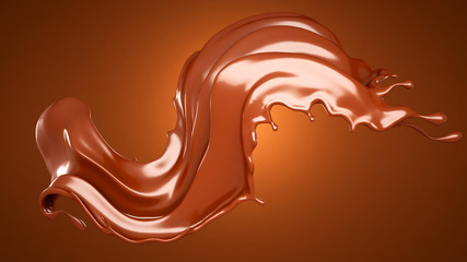 Beautiful brown background with a splash of chocolate. 3d illustration, 3d rendering.