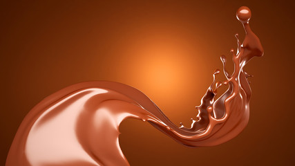 Beautiful brown background with a splash of chocolate. 3d illustration, 3d rendering.