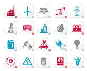 Stylized Power, energy and electricity Source icons - vector icon set