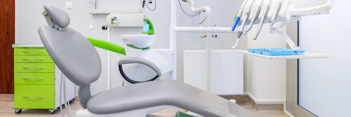 Dental office with grey chair