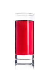 Cranberry juice in clear glass isolated on white background