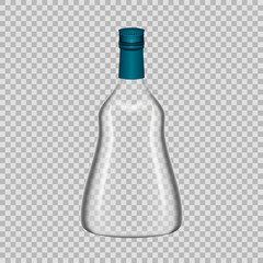 Realistic template empty glass bottle from cognac with screw cap.