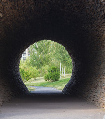 Interior of an urban tunnel at mountain without  traffic