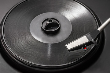 old black turntable record player top view