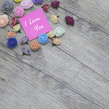 2018 year's valentine's day image. Group of flowers on wood. Lover's day concept.