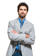 Handsome businessman isolated on white