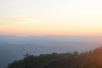 Mountain and the morning sun on holiday