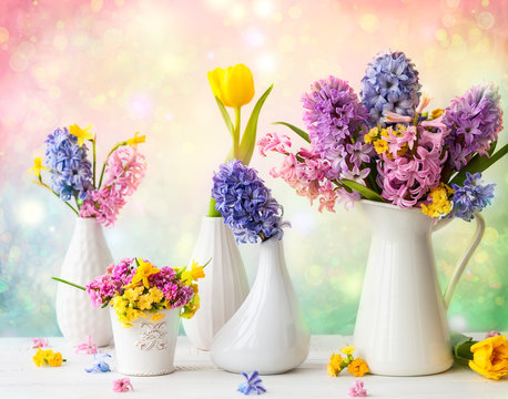 Beautiful spring flowers bouquets