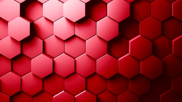 Abstract Hexagons Background Random Motion, Red color 4K