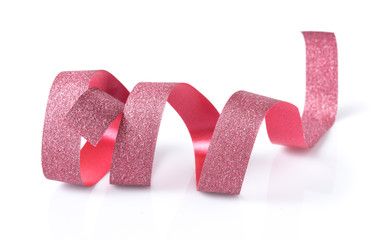 Red ribbon on a white background.