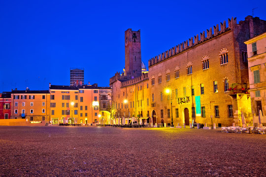 Mantova city Piazza Sordello evening view