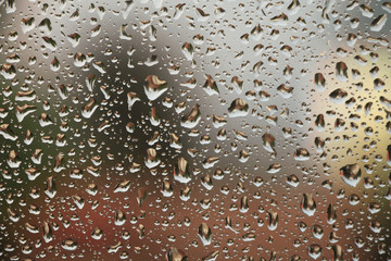 Rain drops on window , rainy day