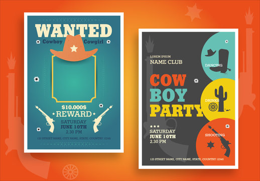 Western Themed Party Poster Layouts