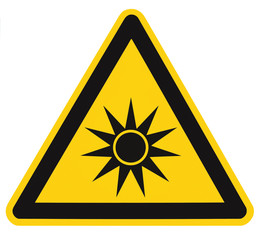Optical radiation hazard caution safety danger warning text sign sticker label, artificial light...