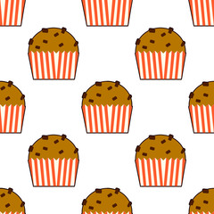Sweet cape cakes seamless pattern on white background. Flat vector illustration EPS