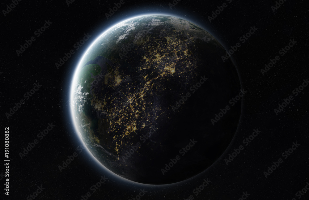 Poster Distant planet system in space with exoplanets 3D rendering elements of this image furnished by NASA
