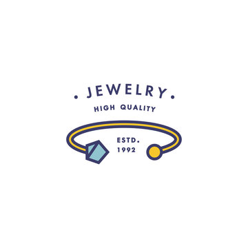 Vector logo with pendant design in trendy linear style in colorful colors