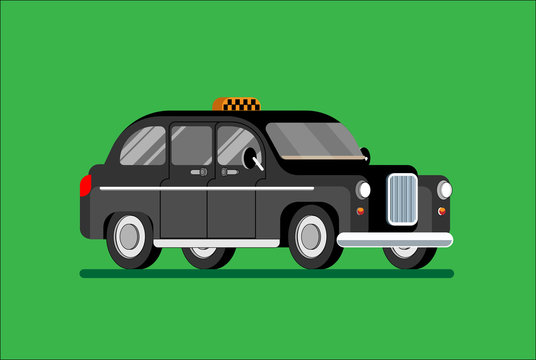 Black London Taxi Vector Isolated, Black Cab. Vector Illustration Eps10 File