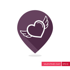 Heart with wings pin map icon