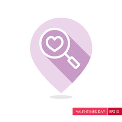 Heart search pin map icon