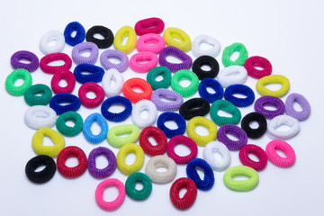 Hair elastic bands isolated on the white background