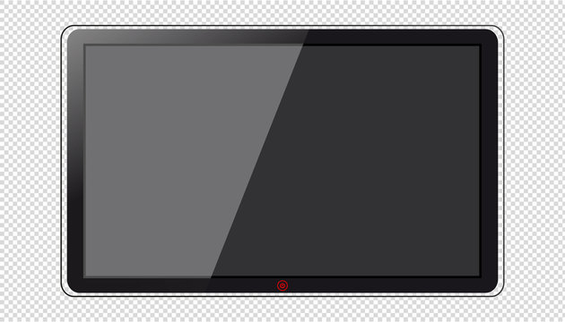 Moderner Fernsehbildschirm, Flat TV mit Einschaltknopf - Vektorgrafik mit transparentem Hintergund